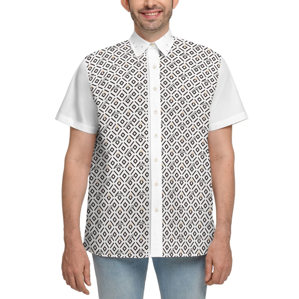 Unisex Classic Short-Sleeve Button-Up Shirt-Cotton Feel